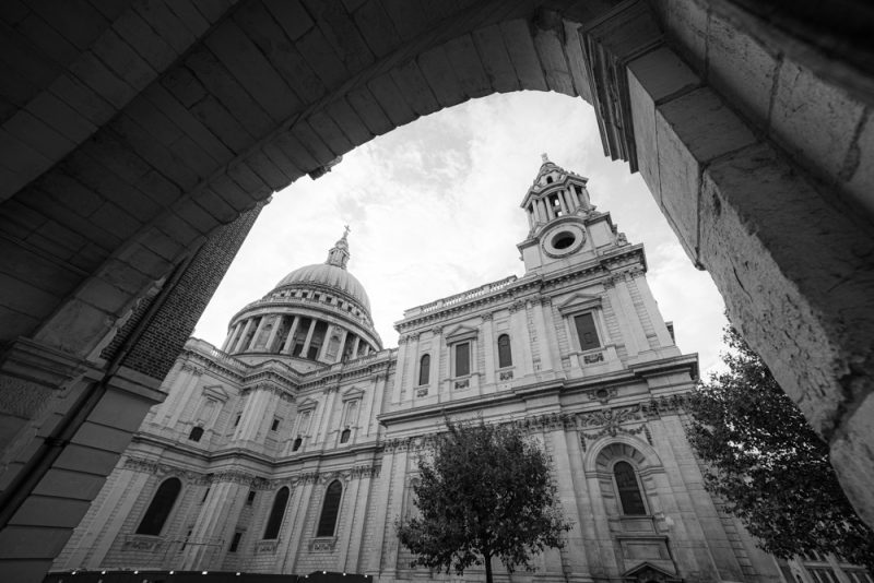 st. Paul's Cathedral framed by gates