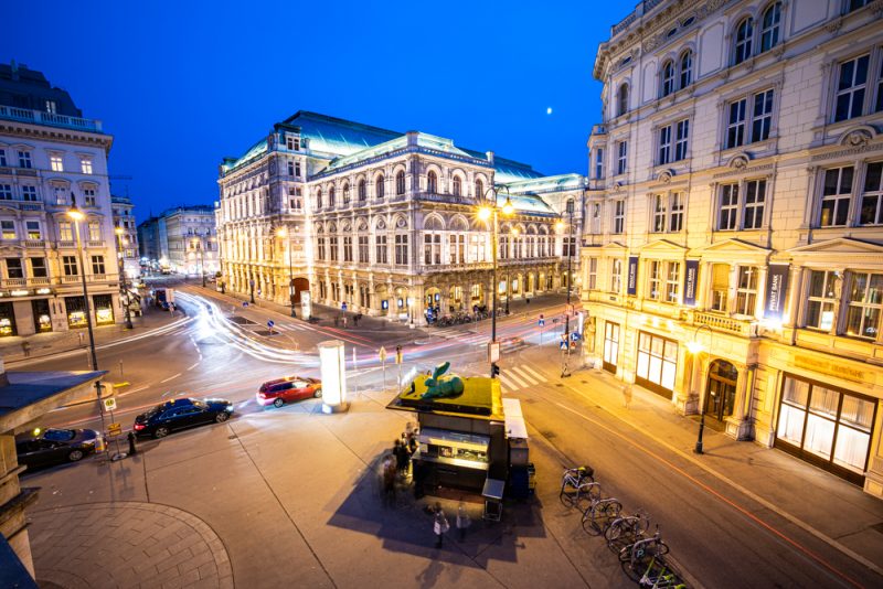 Vienna opera house during the blue hour